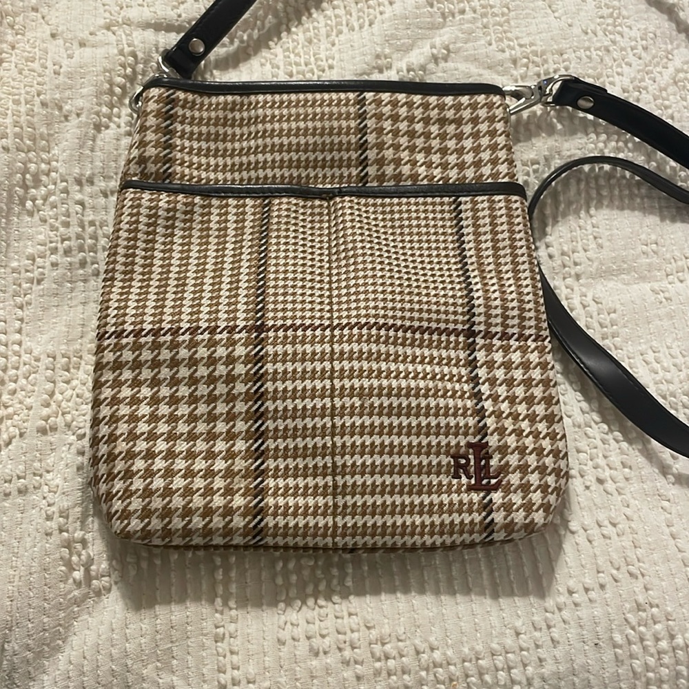Vintage Ralph Lauren Tweed Crossbody Purse Houndstooth excellent condition